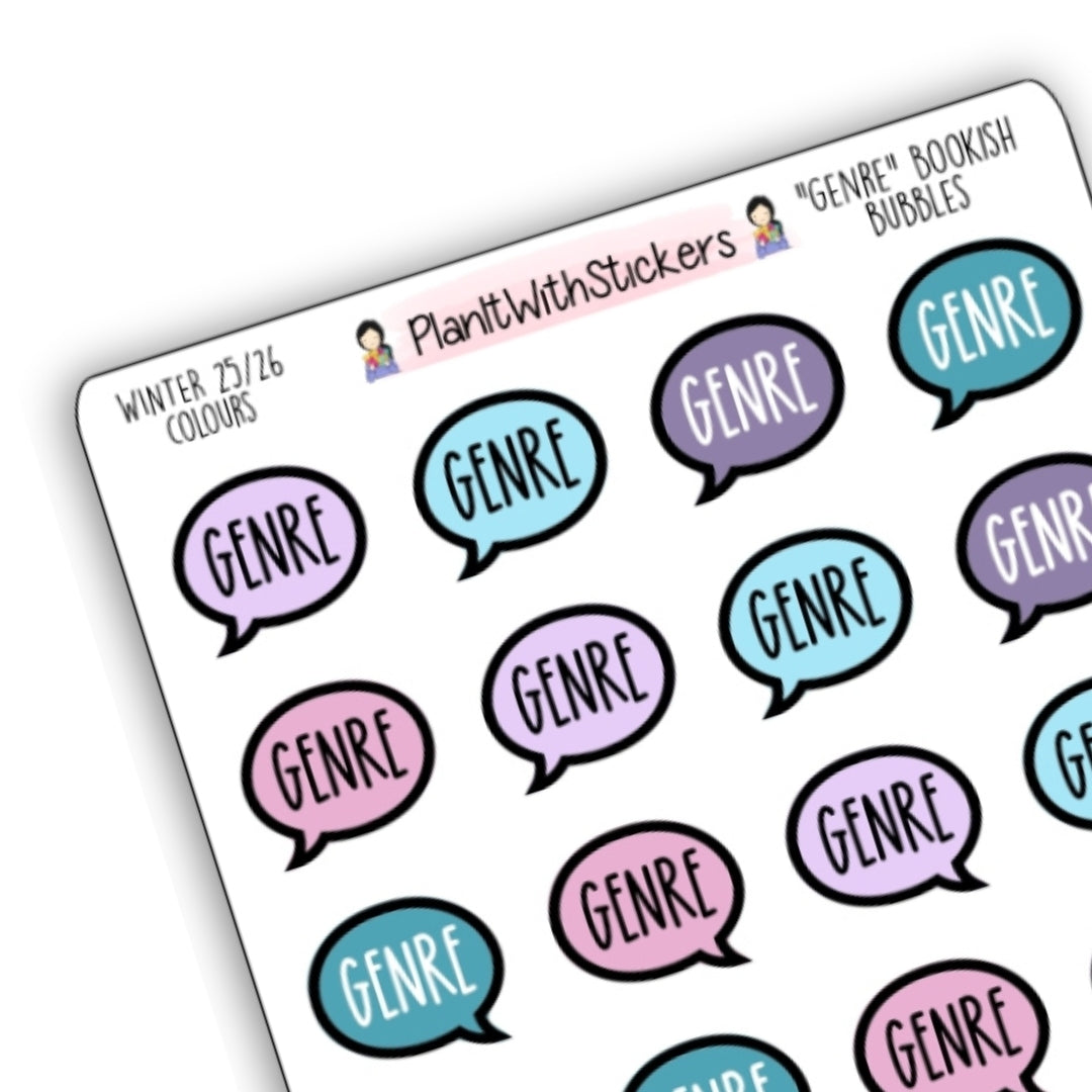 "Genre" Bookish Bubbles Reading Sticker- Winter Bookish Collection