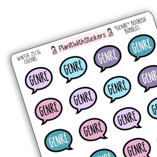 "Genre" Bookish Bubbles Reading Sticker- Winter Bookish Collection