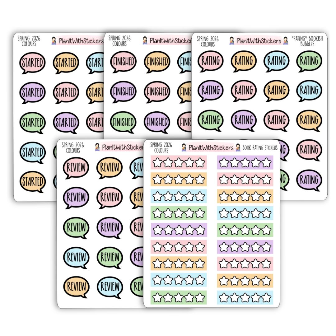 Book Journal Starter Sticker Pack - Spring 2026 Colours (Bundle)