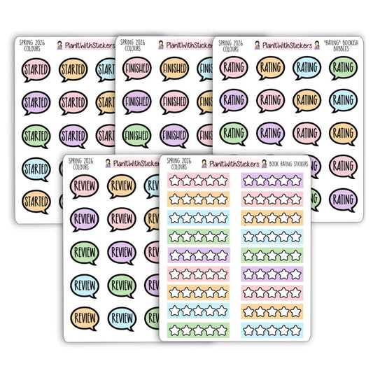 Book Journal Starter Sticker Pack - Spring 2026 Colours (Bundle)