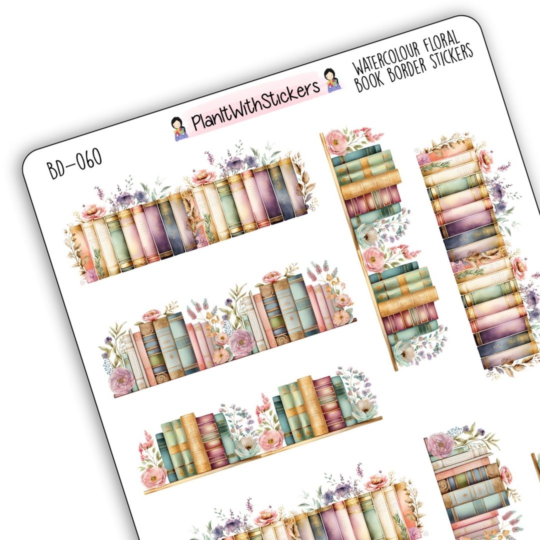 Watercolour Floral Book Border Deco Stickers – PlanItWithStickers