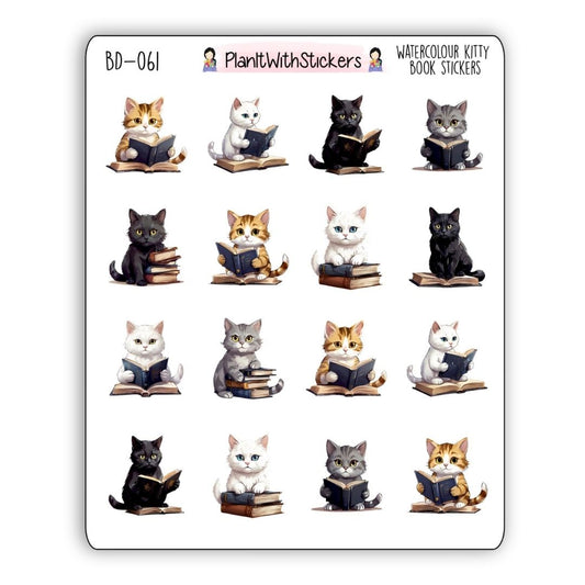 Watercolour Kitty Book Deco Stickers