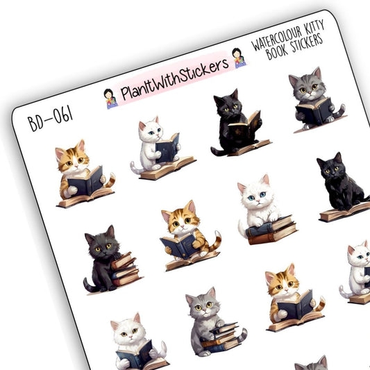 Watercolour Kitty Book Deco Stickers