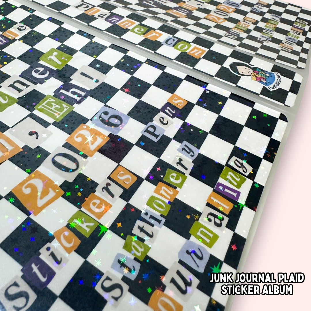 Planner Con, Eh! 2026 – Junk Journal Plaid Sticker Album (Pre-Order)