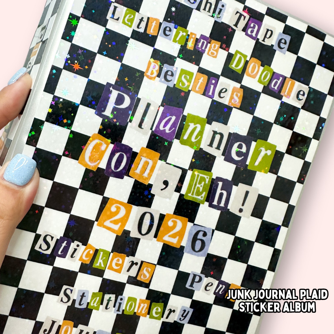 Planner Con, Eh! 2026 – Junk Journal Plaid Sticker Album (Pre-Order)