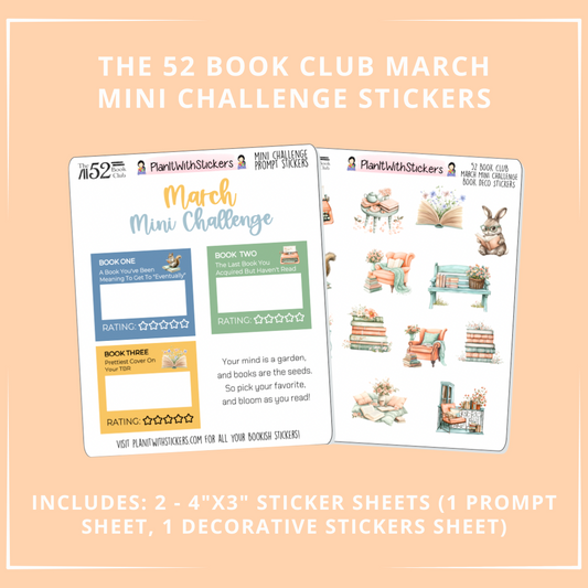 The 52 Book Club Mini Challenge Sticker Set - March 2025