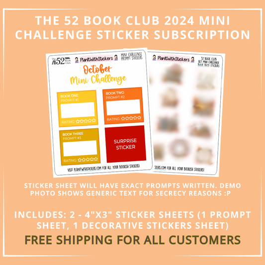 The 52 Book Club Mini Challenge Sticker Subscription (FREE SHIPPING)