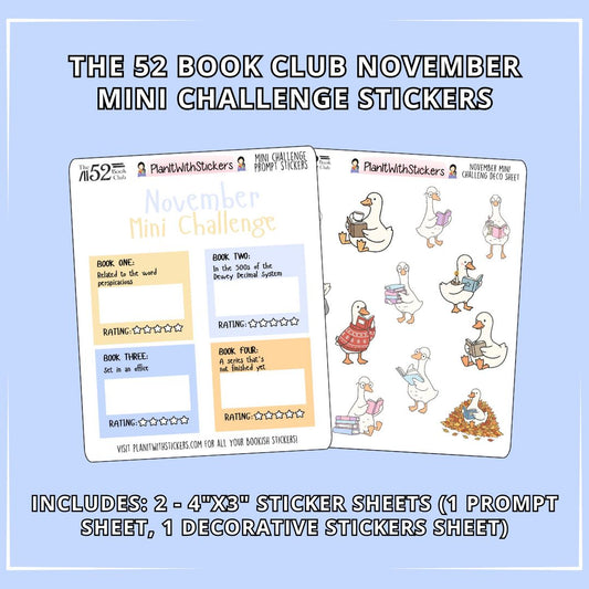 The 52 Book Club Mini Challenge Sticker Set - November 2025