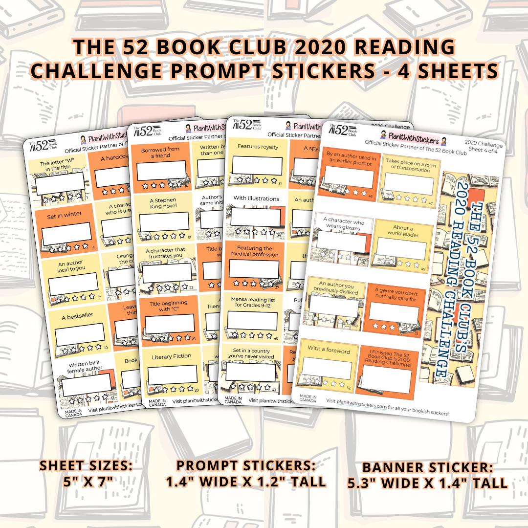 2020 - The 52 Book Club Reading Challenge Prompt Sticker Set