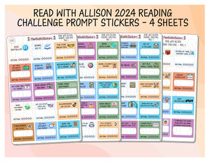 2024 ReadWithAllison Reading Challenge Planner Sticker Kit Planner Stickers for Book Journal and Planner