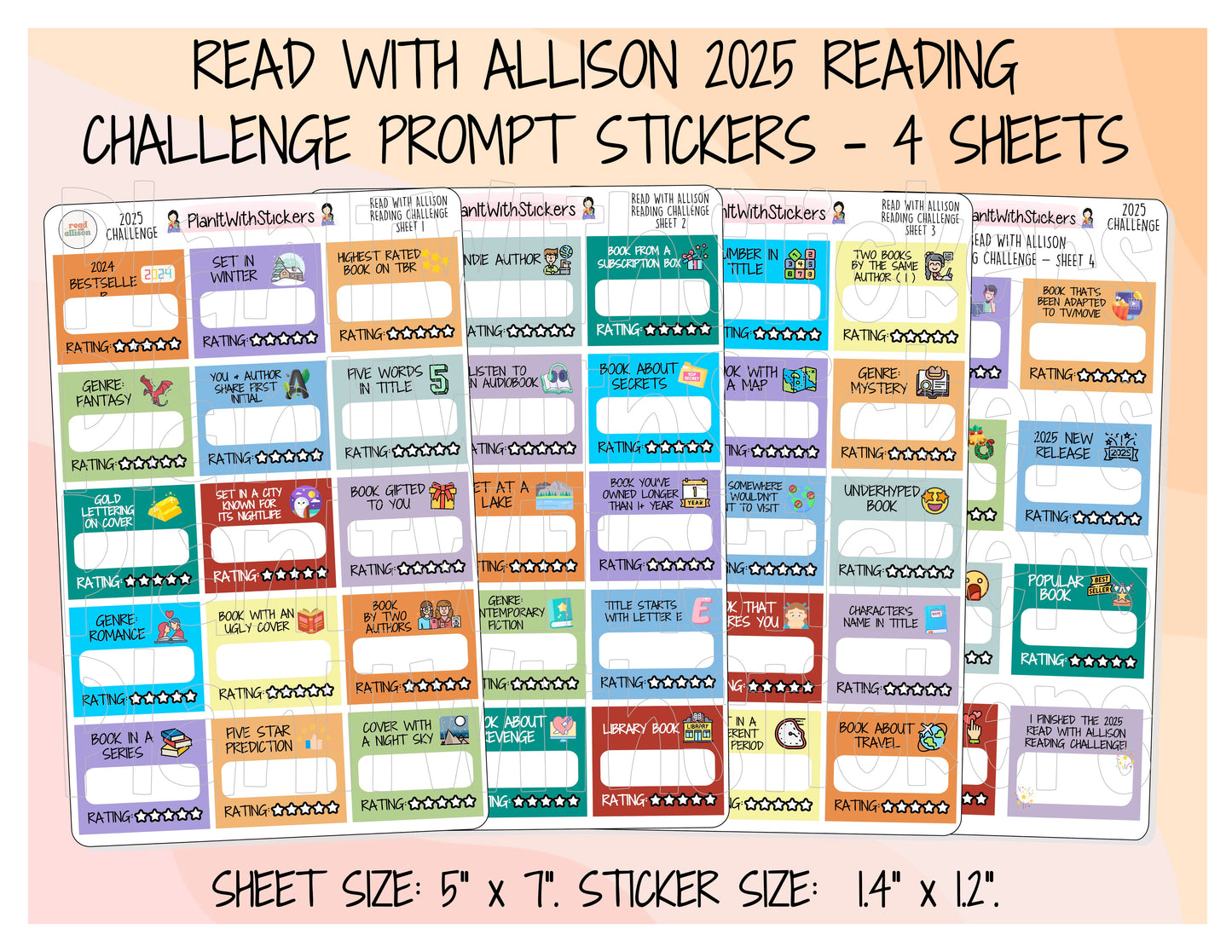 2025 ReadWithAllison Reading Challenge Planner Sticker Kit Planner Stickers for Book Journal and Planner