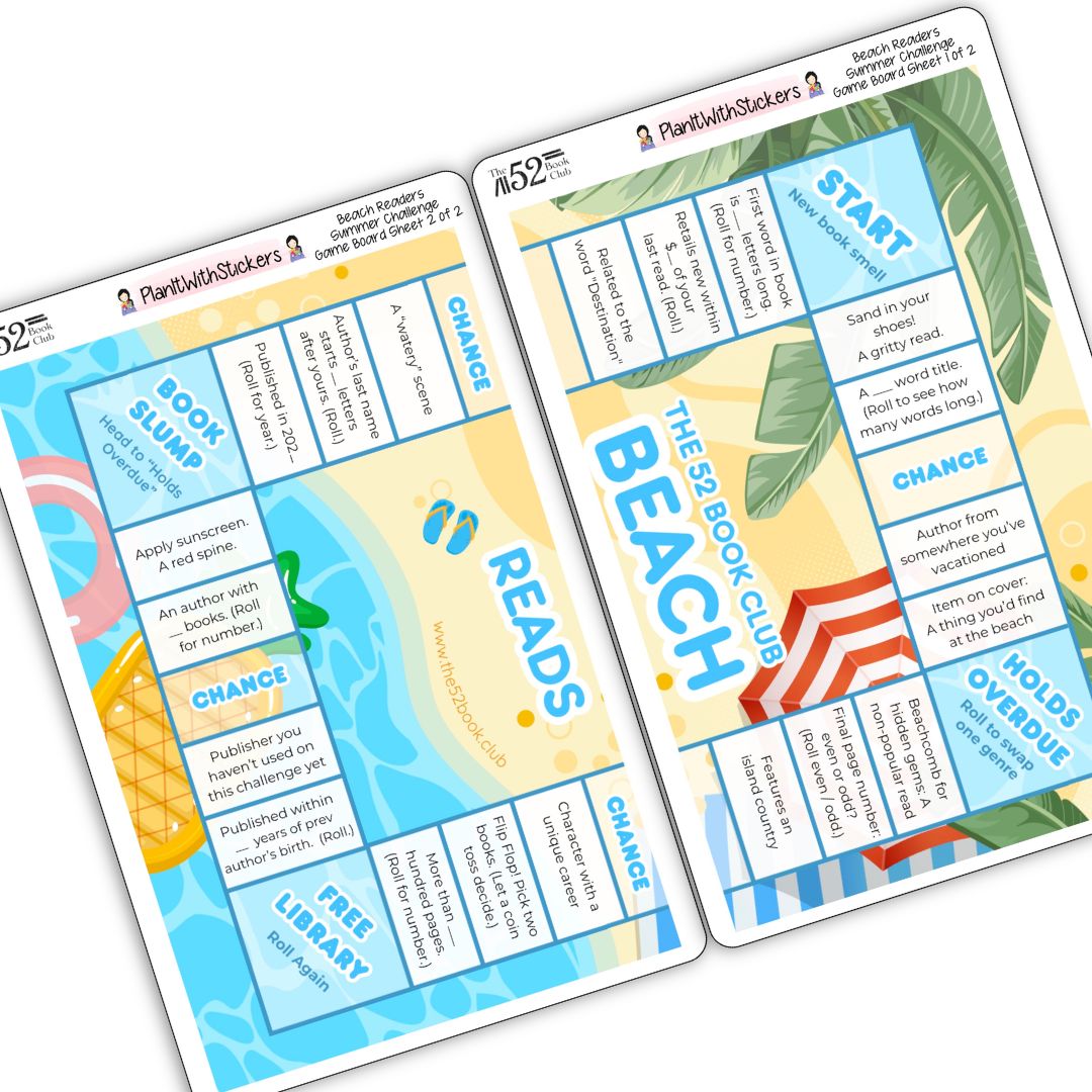 Game Board Stickers - The 52 Book Club's Beach Read Challenge (Summer 2026)