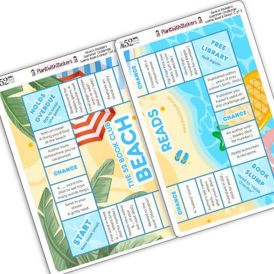 Game Board Stickers - The 52 Book Club's Beach Read Challenge (Summer 2026)