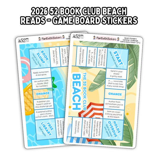Game Board Stickers - The 52 Book Club's Beach Read Challenge (Summer 2026)