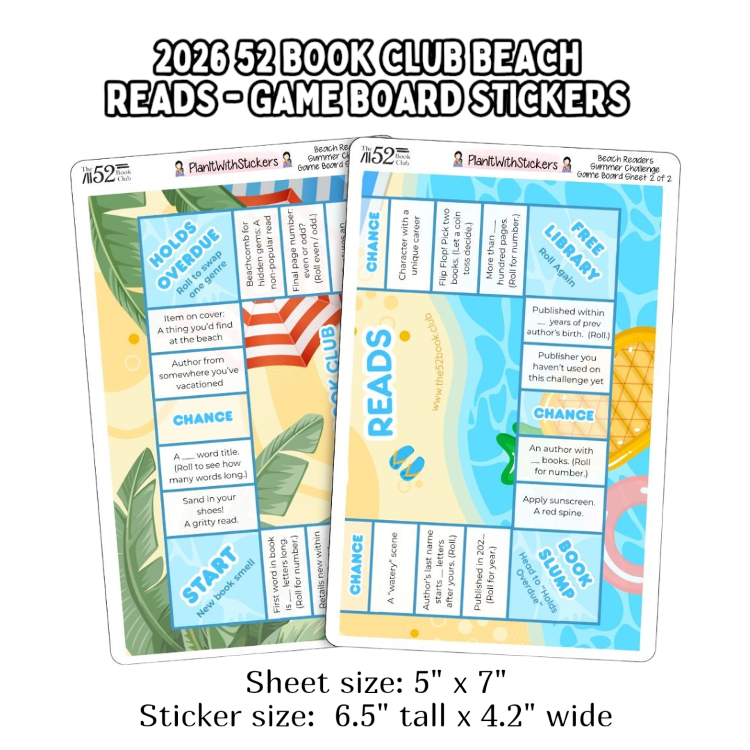 The 52 Book Club's Beach Read Challenge (Summer 2026) Prompt Stickers