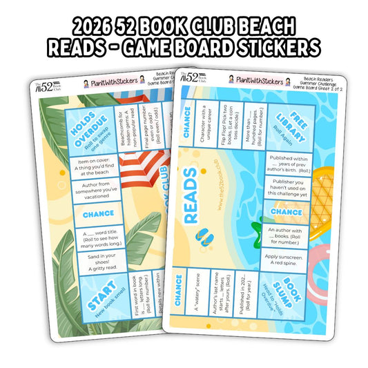 Game Board Stickers - The 52 Book Club's Beach Read Challenge (Summer 2026)