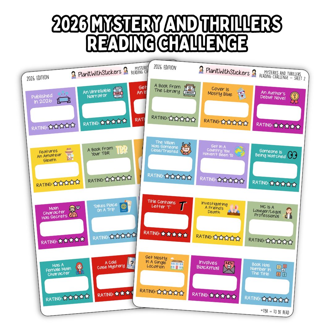 2026 Mysteries and Thrillers Reading Challenge Stickers