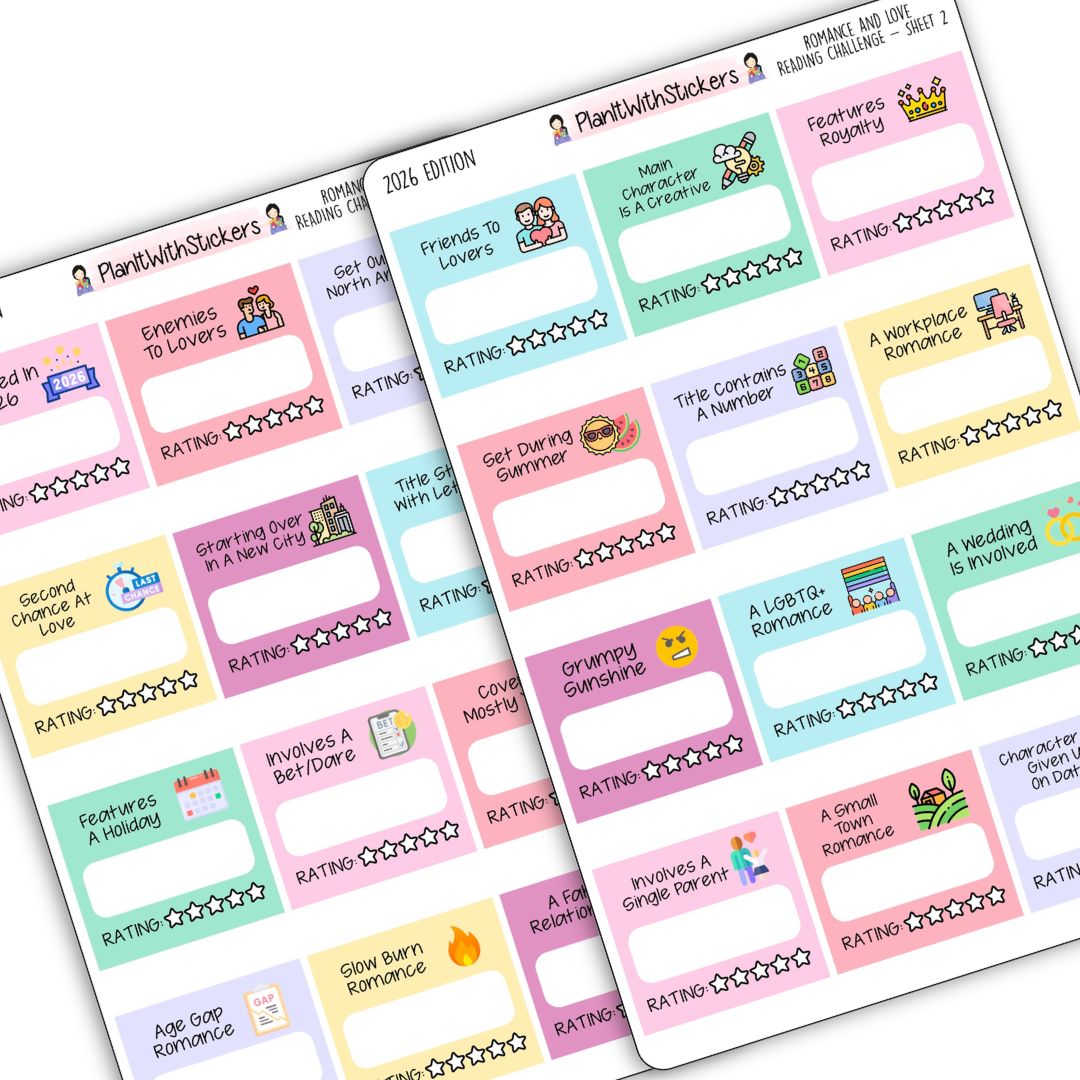 2026 Romance and Love Reading Challenge Stickers