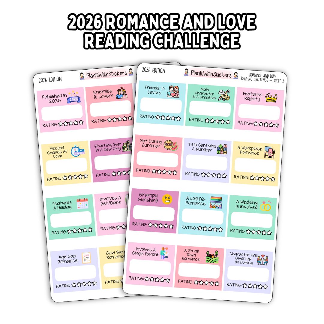 2026 Romance and Love Reading Challenge Stickers