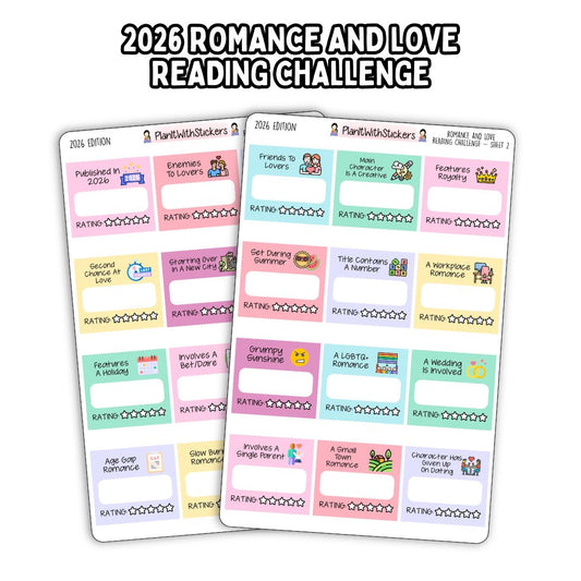 2026 Romance and Love Reading Challenge Stickers