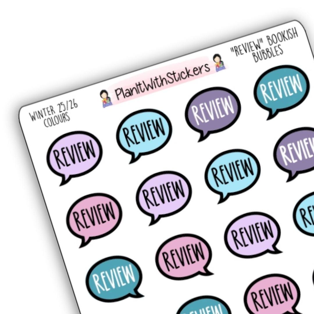 "Review" Bookish Bubbles Book Review Sticker - Winter 2025 Bookish Collection