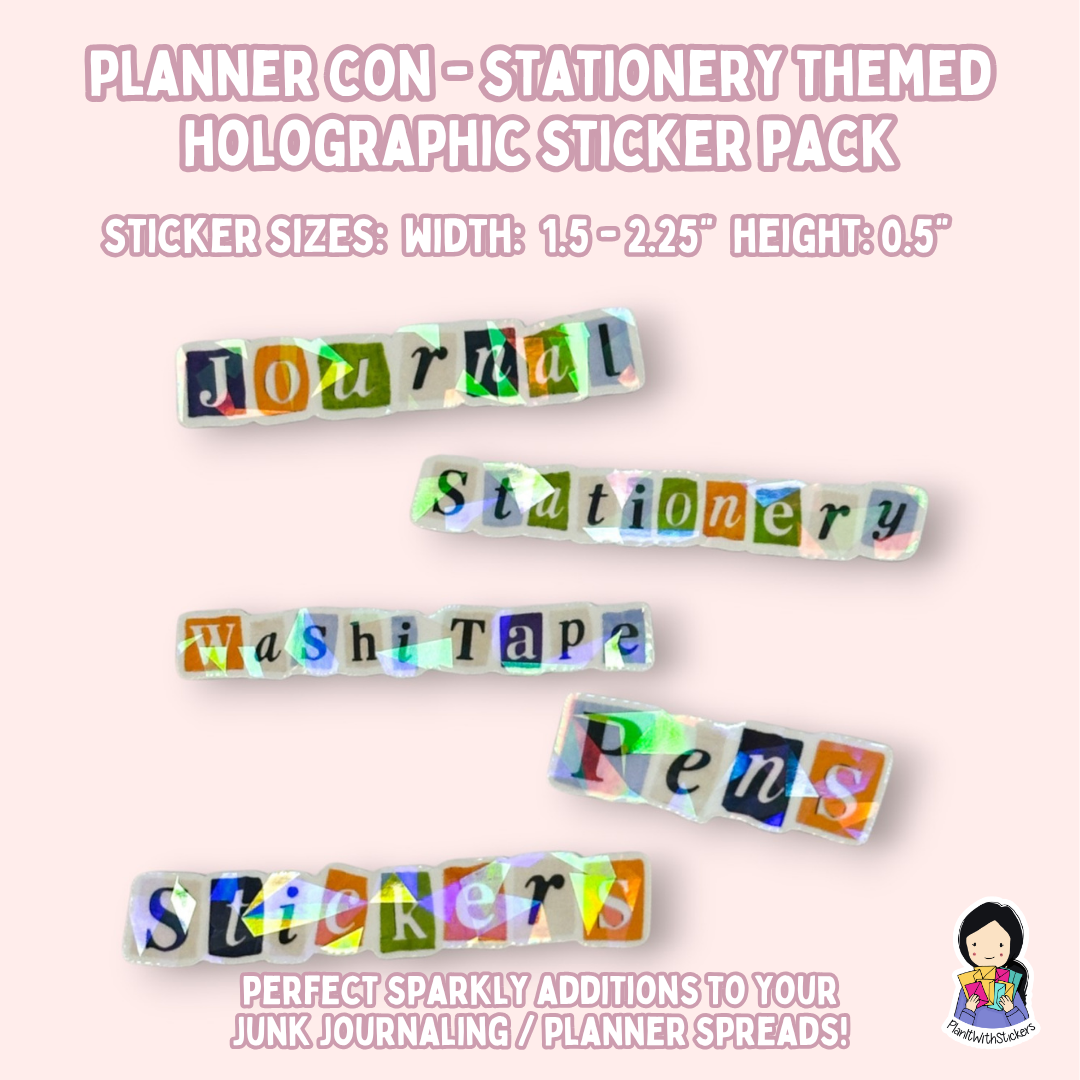 Planner Con, Eh! 2026 - Stationery Themed Holographic Diecut Sticker Pack