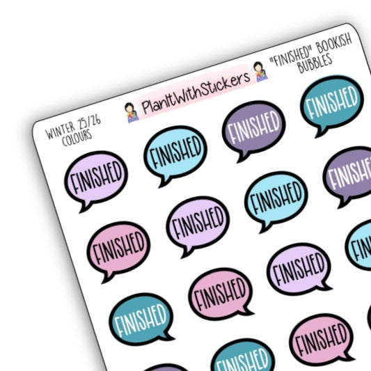 "Finished" Bookish Bubbles Book Review Sticker - Winter 2025 Bookish Collection