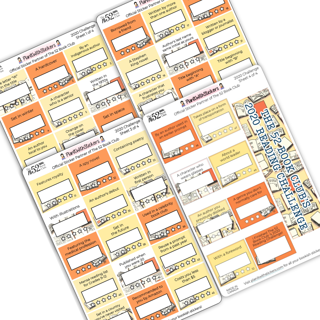 2020 - The 52 Book Club Reading Challenge Prompt Sticker Set
