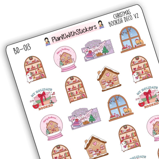 Christmas Bookish Deco Stickers Version 2
