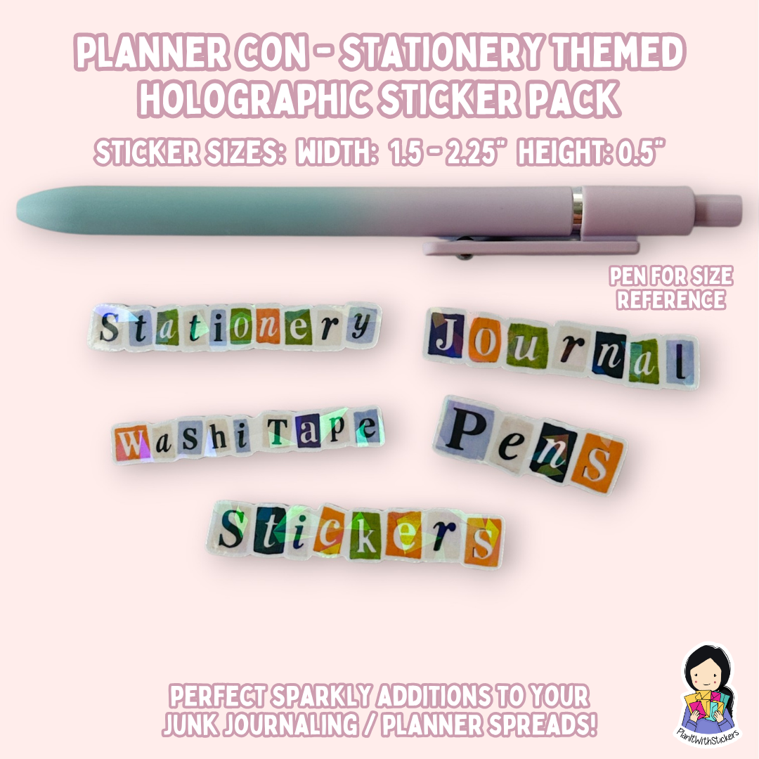 Planner Con, Eh! 2026 - Stationery Themed Holographic Diecut Sticker Pack