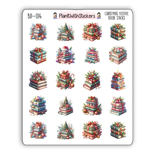 Christmas Festive Book Stack Deco Stickers