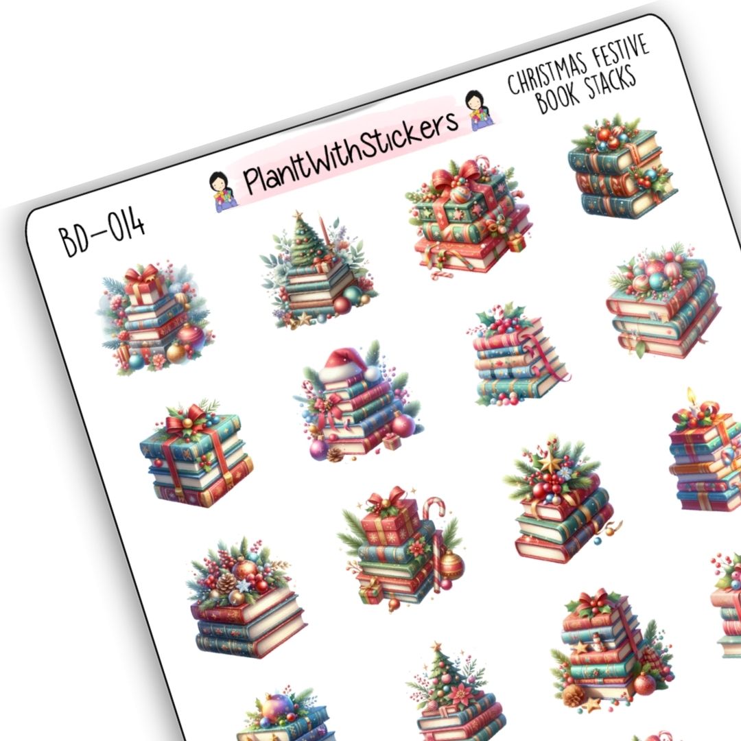 Christmas Book Stack Sticker Christmas Festive Book Stack Deco Stickers – PlanItWithStickers