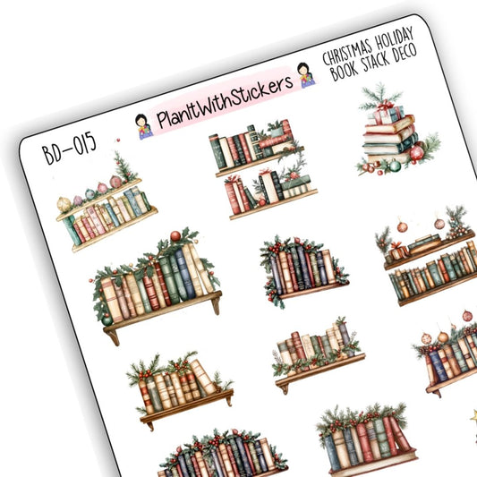 Christmas Holiday Bookshelves Deco