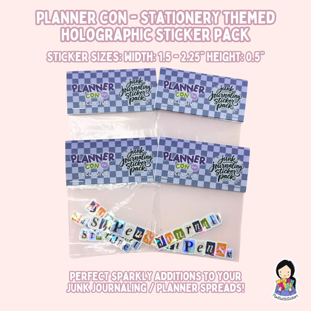 Planner Con, Eh! 2026 - Stationery Themed Holographic Diecut Sticker Pack