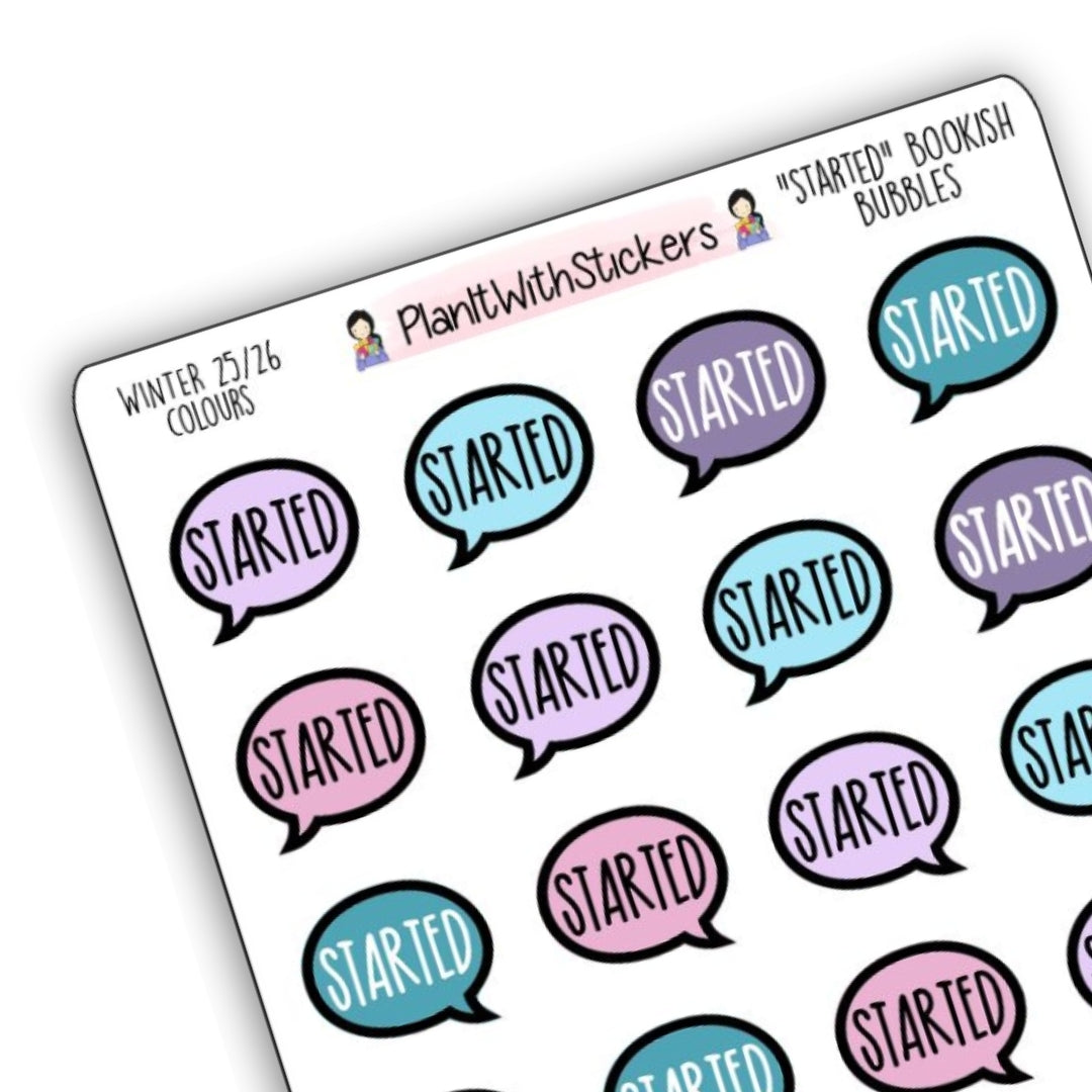 "Started" Bookish Bubbles Book Review Sticker - Winter 2025 Bookish Collection