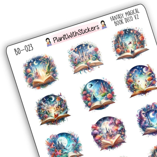 Fantasy Magical Book Deco Stickers - Version 2