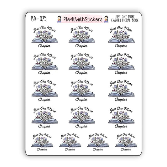 Just One More Chapter Floral Book Stickers