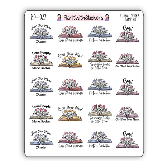 Floral Book Sticker Sampler Sheet
