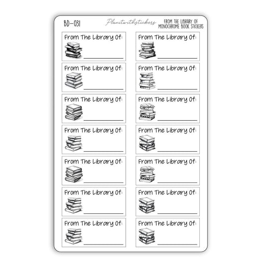 From The Library Of Monochrome Book Labelling Stickers