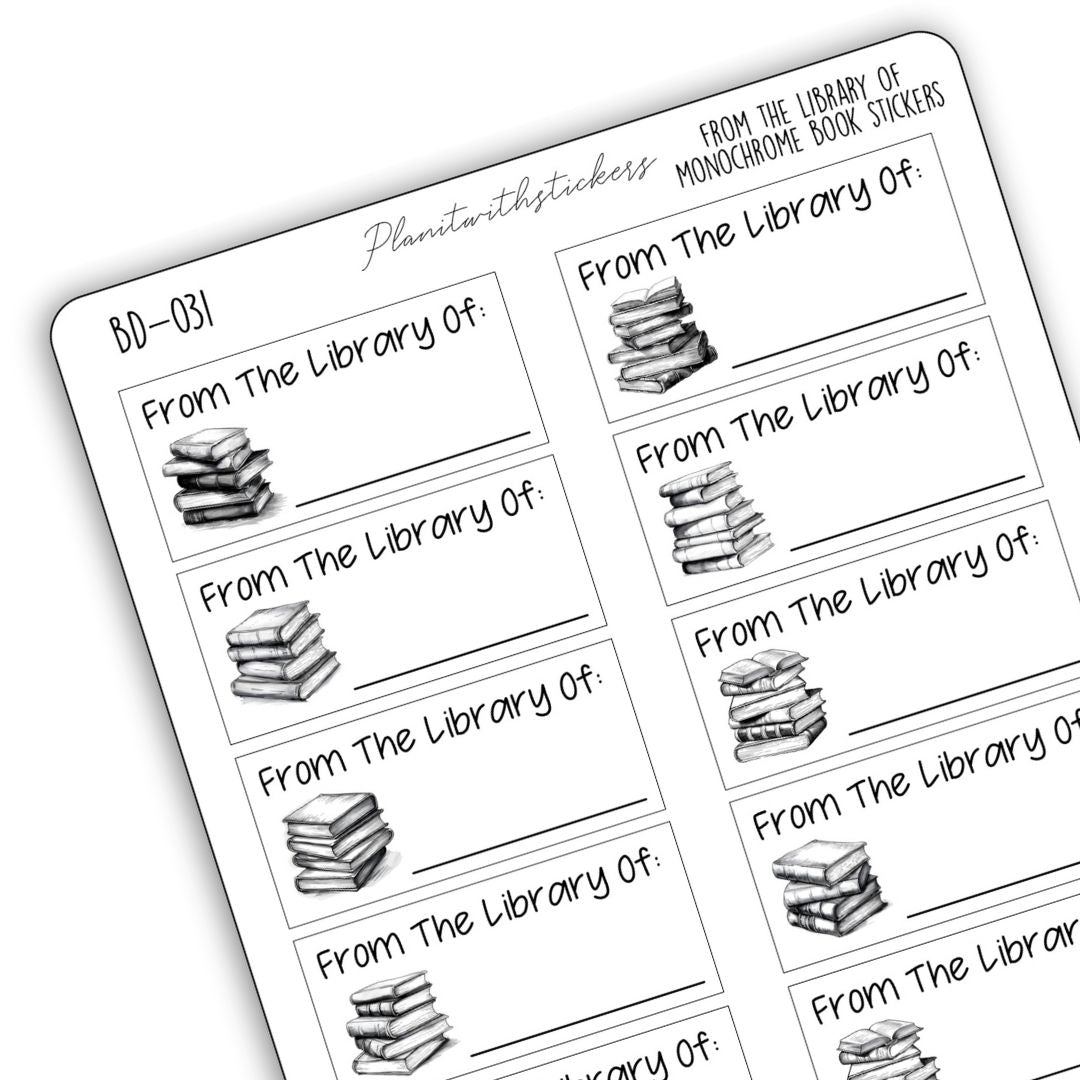From The Library Of Monochrome Book Labelling Stickers
