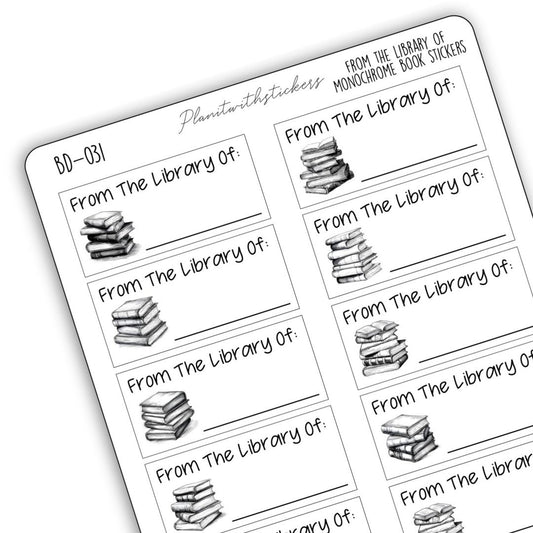 From The Library Of Monochrome Book Labelling Stickers