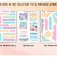 a set of three planner stickers with palm trees