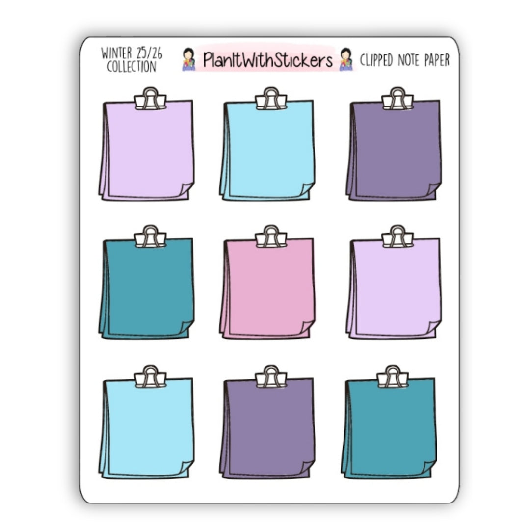 Clipped Note Paper - Winter 2025 Colours