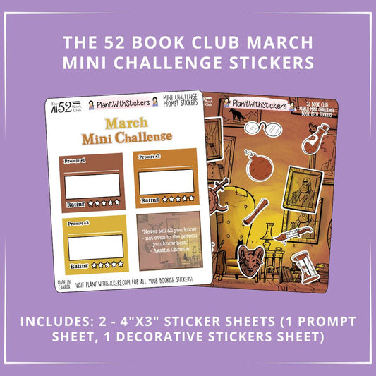 The 52 Book Club Mini Challenge Sticker Set - March 2026 (One Time Purchase)