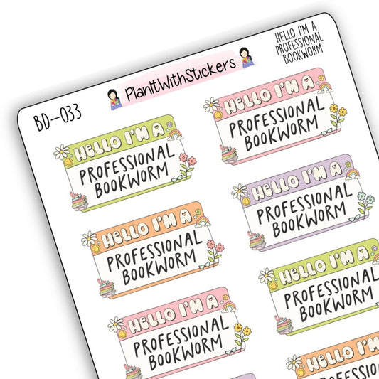 Hello I Am A Bookworm! Deco Stickers
