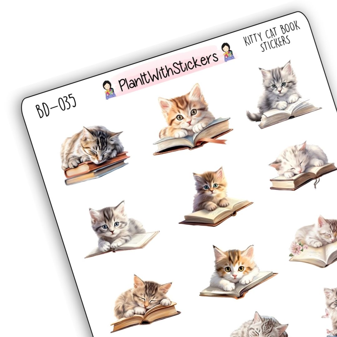 Kitty Cat Book Stickers – PlanItWithStickers