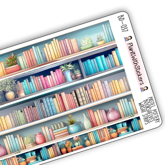 Pastel Pottery Bookshelves Washi Strips - Long Strips