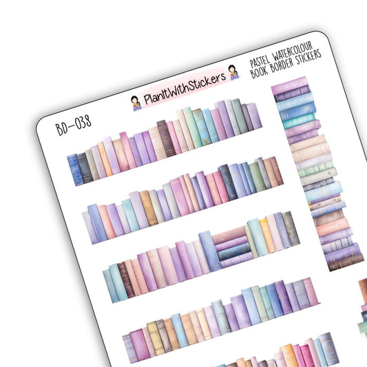 Pastel Watercolour Book Border Deco Stickers