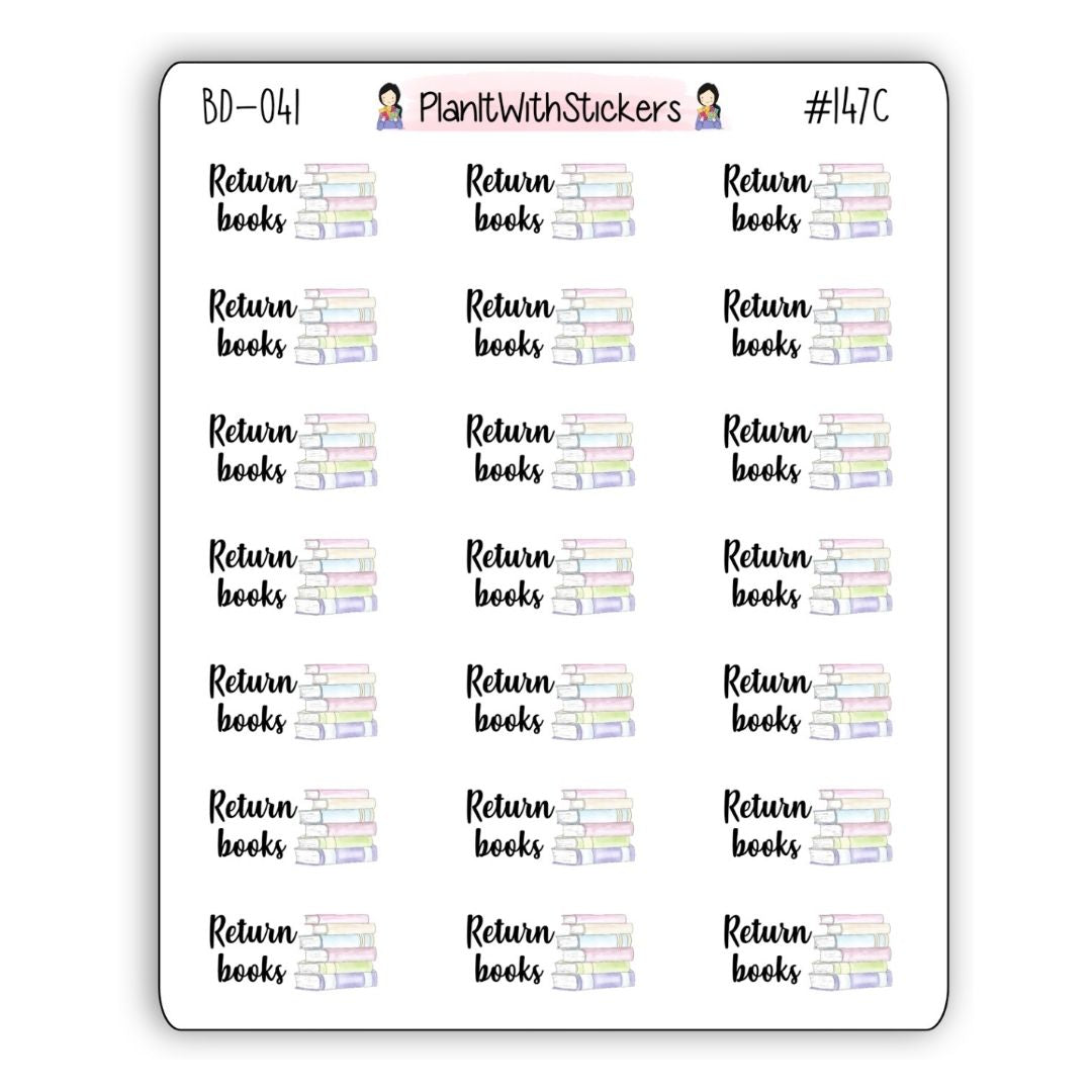Return To Library Sticker Return Library Books Library Reminder Stickers – PlanItWithStickers