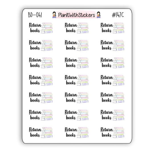 Return Library Books Library Reminder Stickers